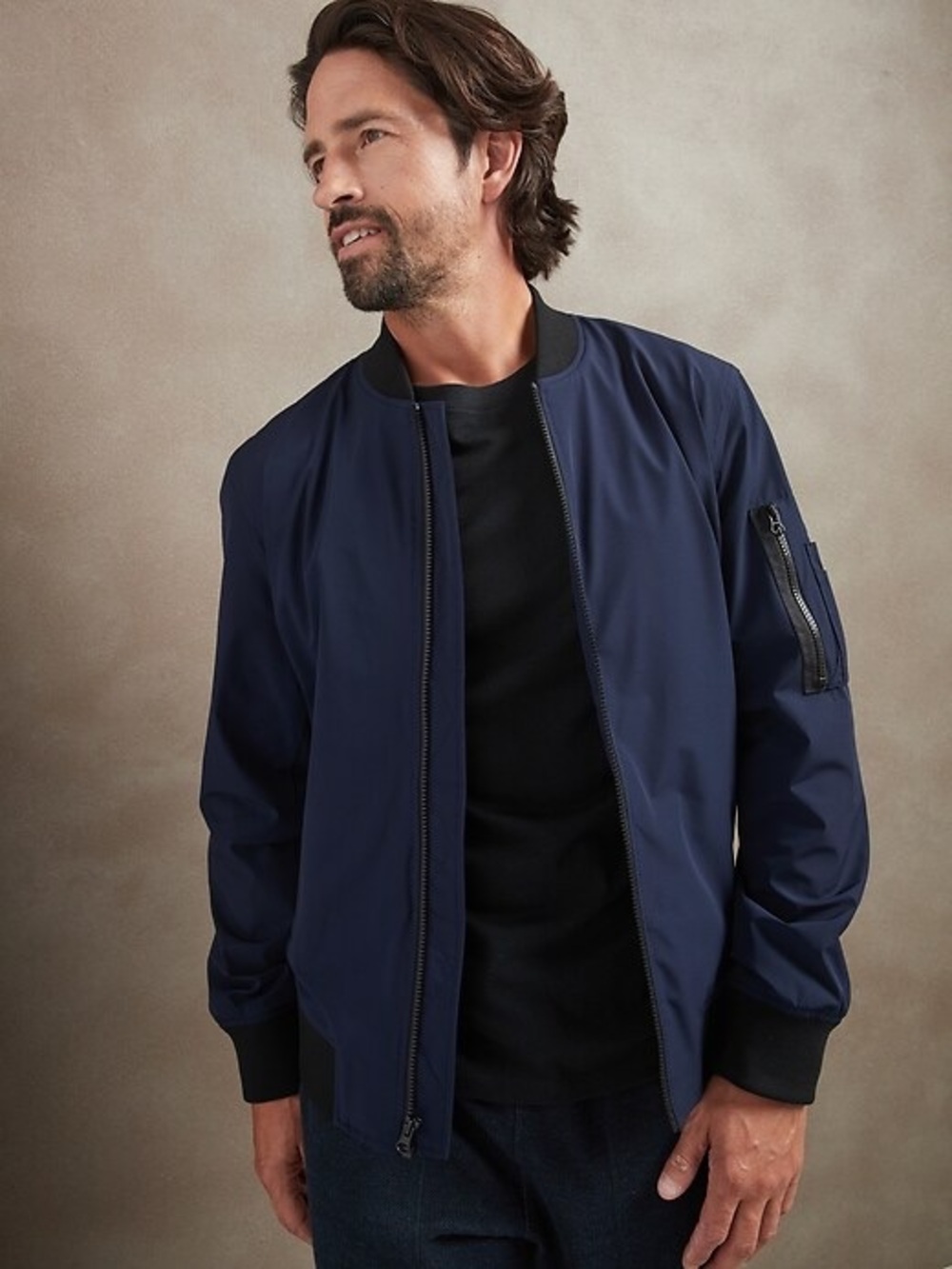 Banana Republic Navy Blue Men's Bomber Jacket